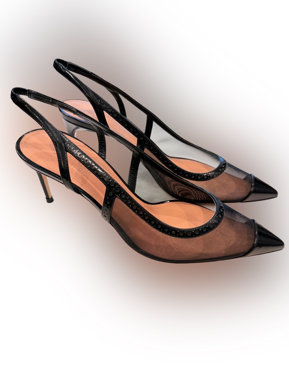 Malone Souliers Aubrey 70 Black Mesh Slingbacks Sz US 9.5- 10 EU 40 NIB